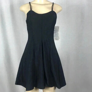 Zuliana Size Small Black Ribbed Spaghetti Strap Mini Dress. Made in USA New